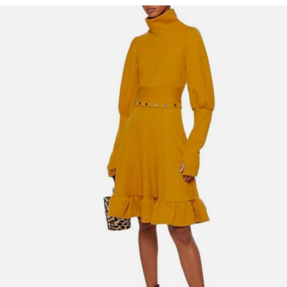 NWT Walter Baker Mustard Marigold Shonna Sweater Dress Turtle Neck